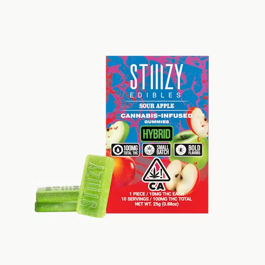 Stiiizy Sour Apple Cannabis Infused Gummies 100mg THC - Cancun Weed Dispensary delivery